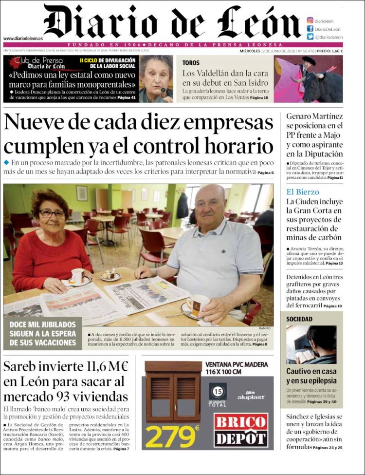 Portada de Diario de León (España)