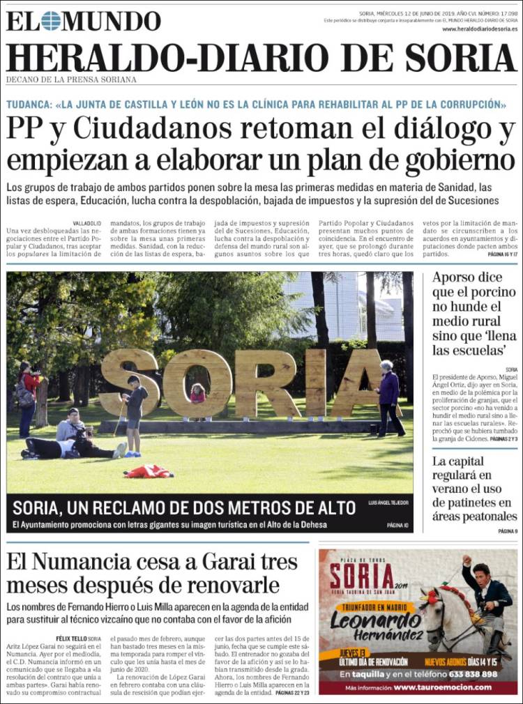 Portada de Diario de Soria (España)