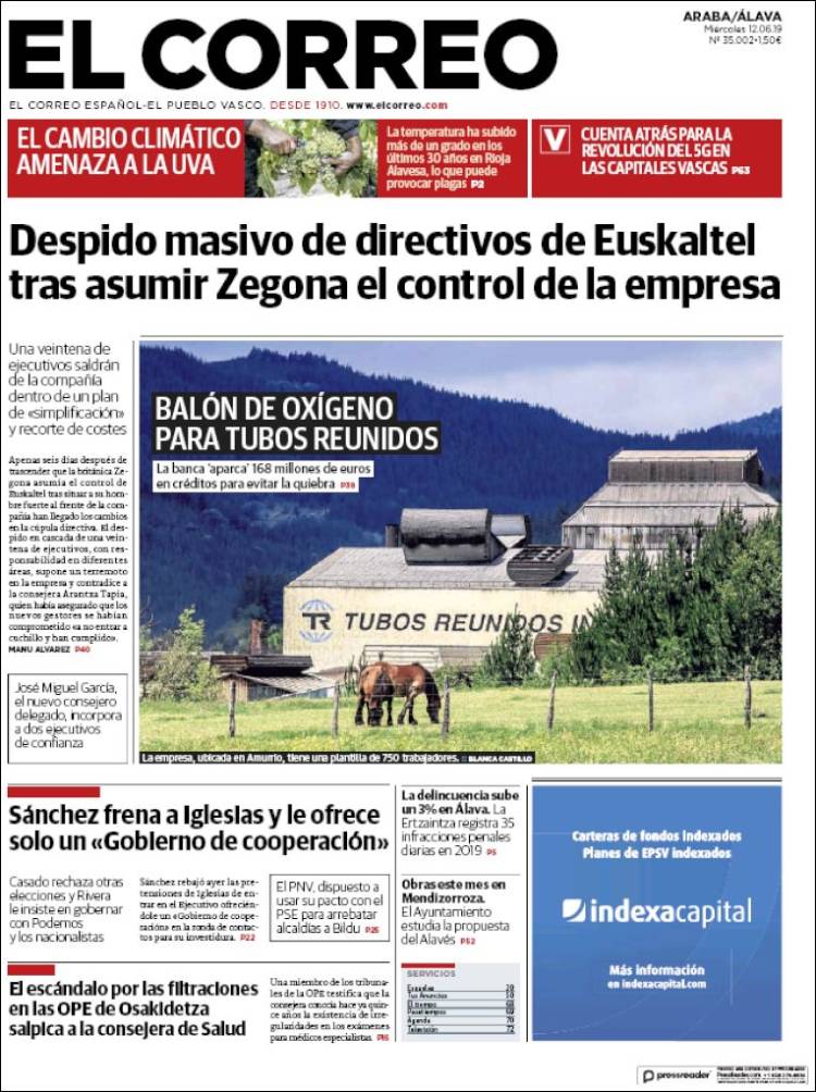 Portada de El Correo - Álava (España)