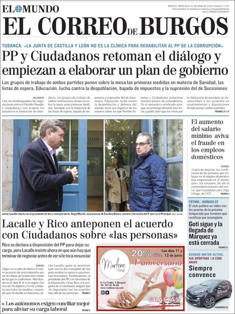 Portada de El Correo de Burgos (España)