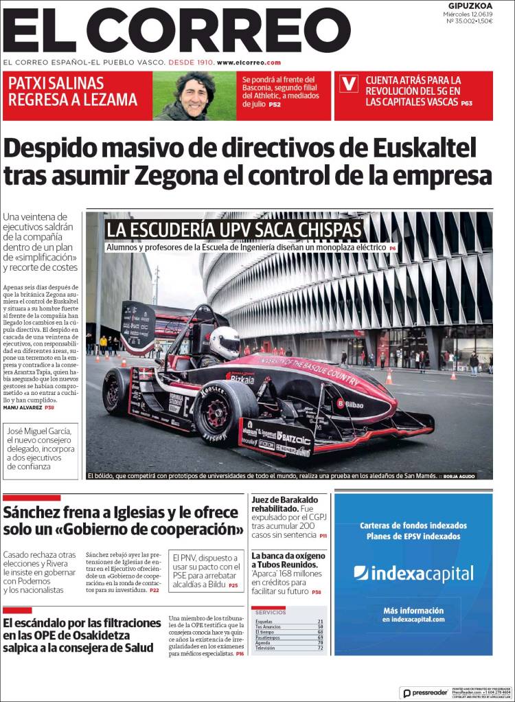 Portada de El Correo - Guipuzcoa (España)