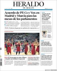 Portada de Heraldo de Aragón (España)