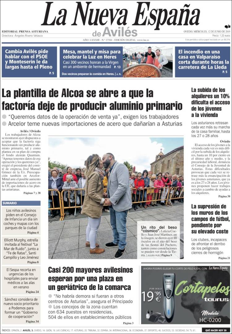 Portada de La Nueva España - Avilés (España)