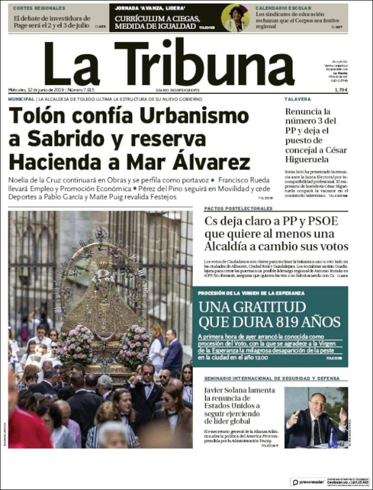 Portada de La Tribuna de Toledo (España)