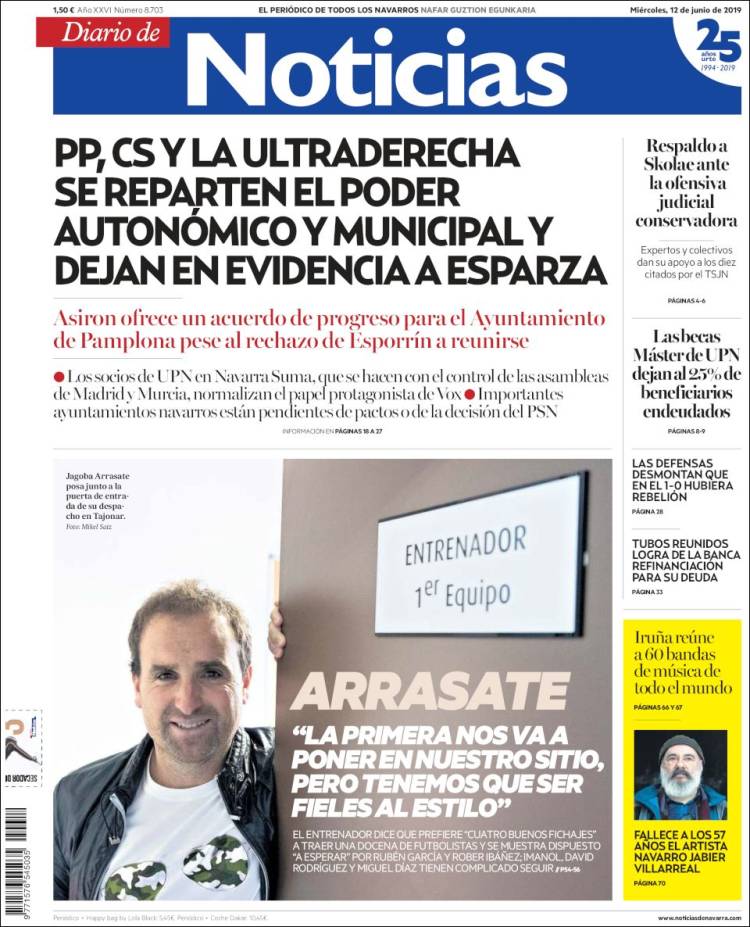 Portada de Noticias de Navarra (España)