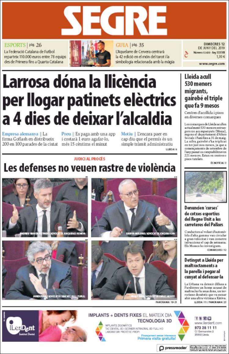 Portada de Segre (España)