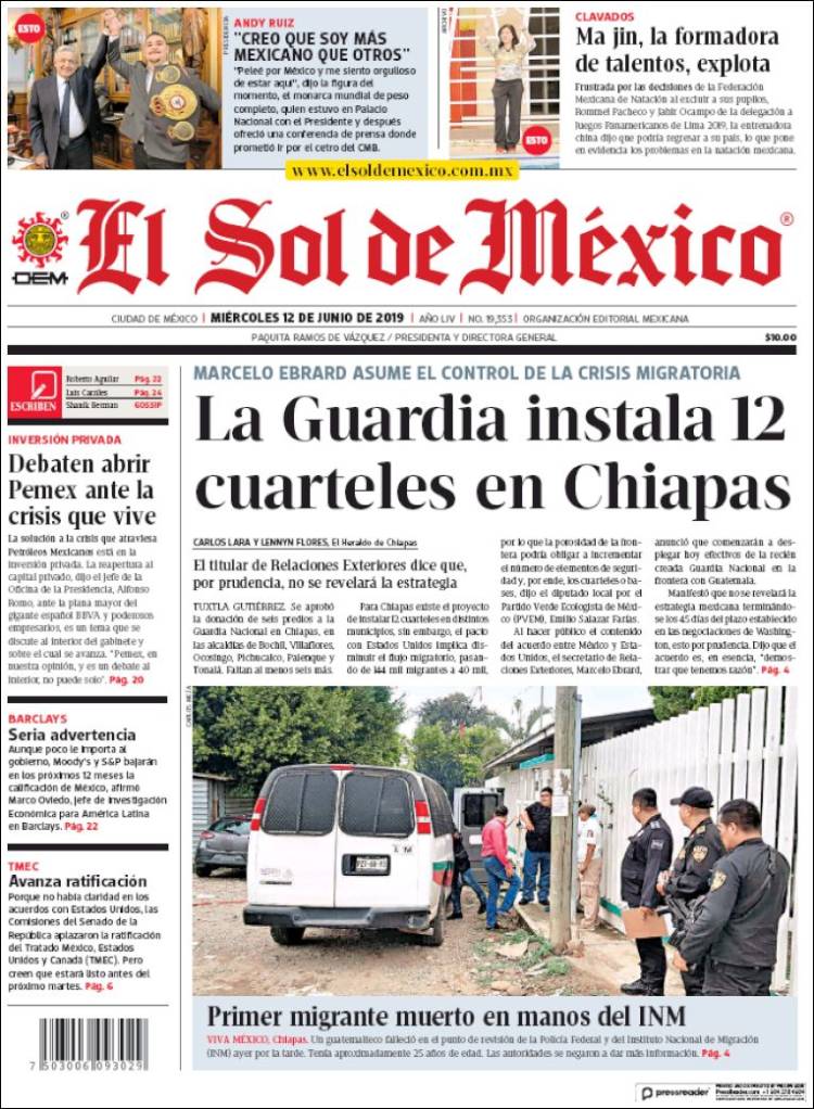 Portada de El Sol de México (México)