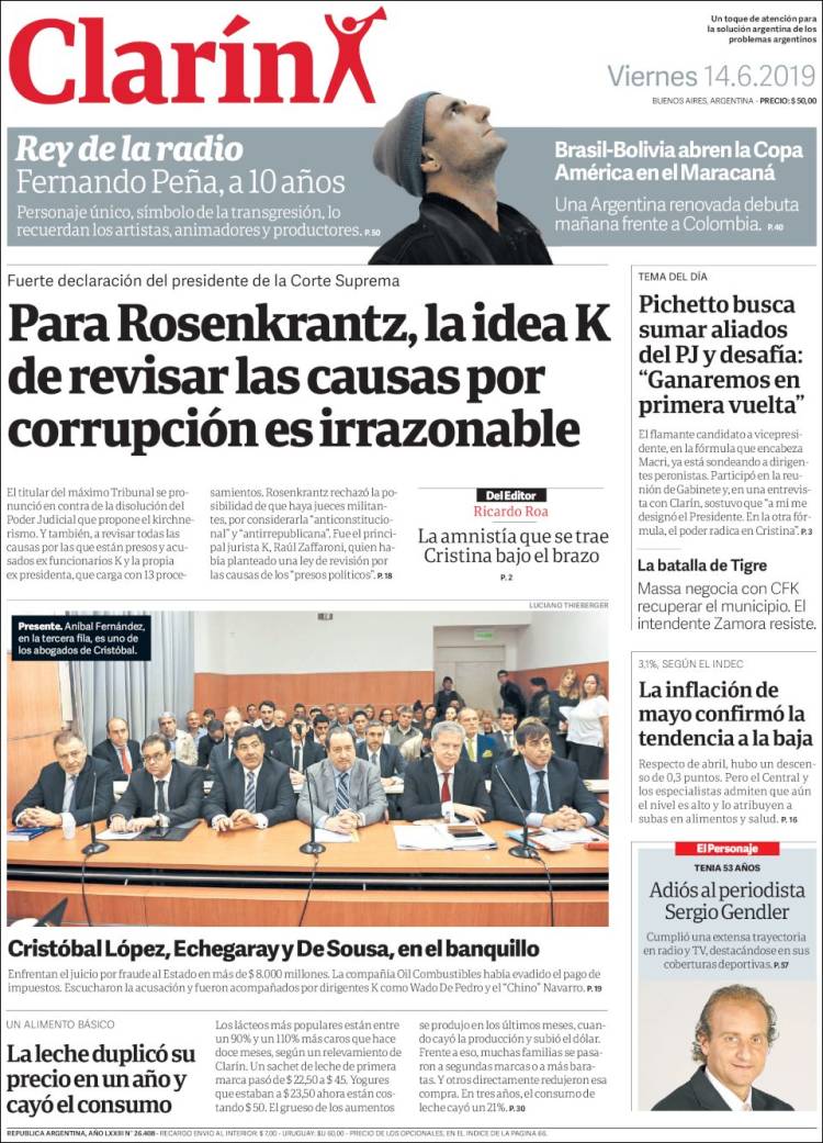Portada de Clarín (Argentina)