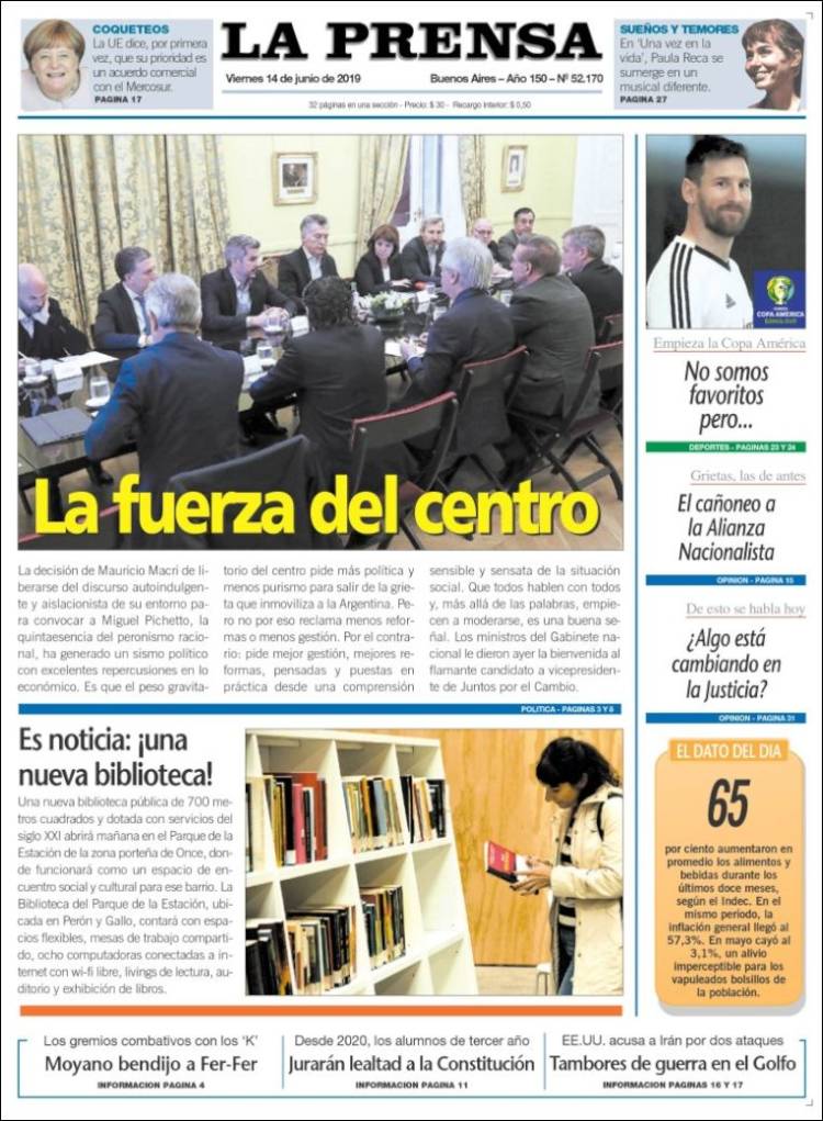 Portada de La Prensa (Argentina)
