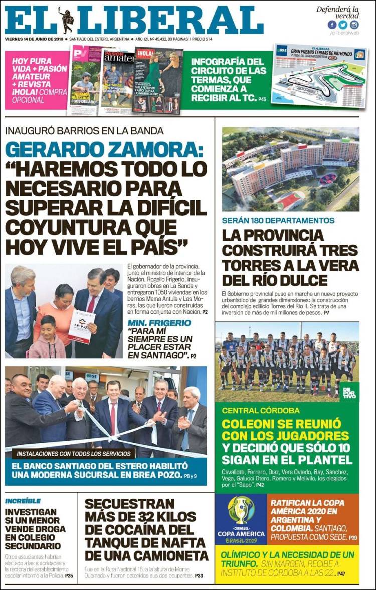 Portada de Diario El Liberal (Argentina)