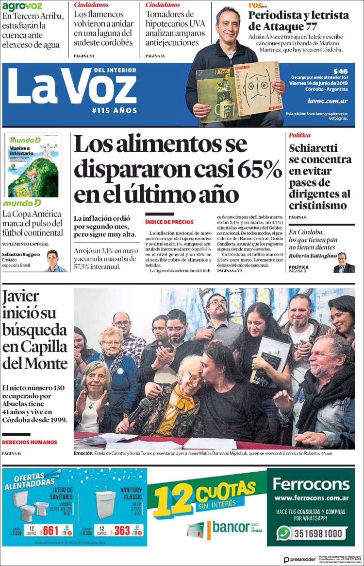 Portada de La Voz del Interior (Argentina)
