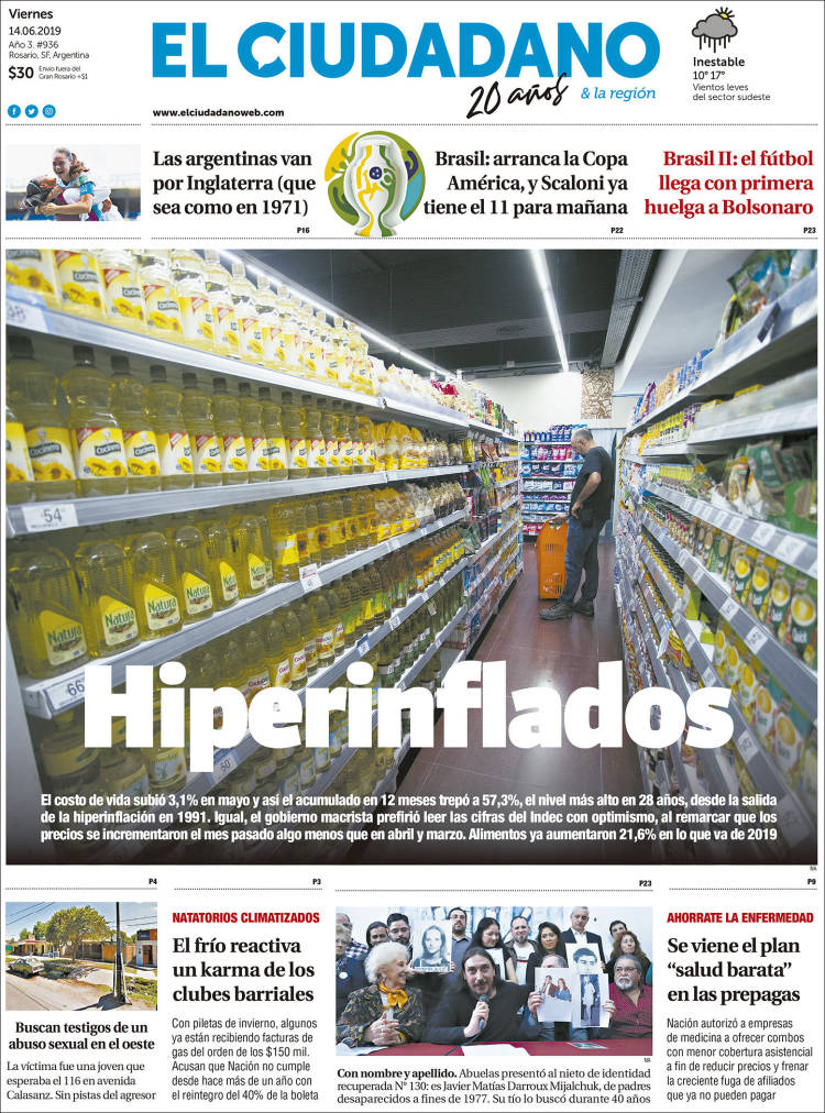 Portada de Diario El Ciudadano (Argentina)