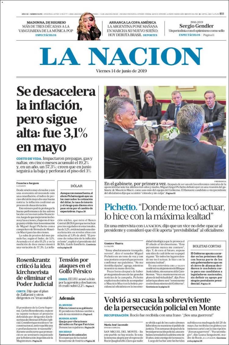 Portada de La Nación (Argentina)
