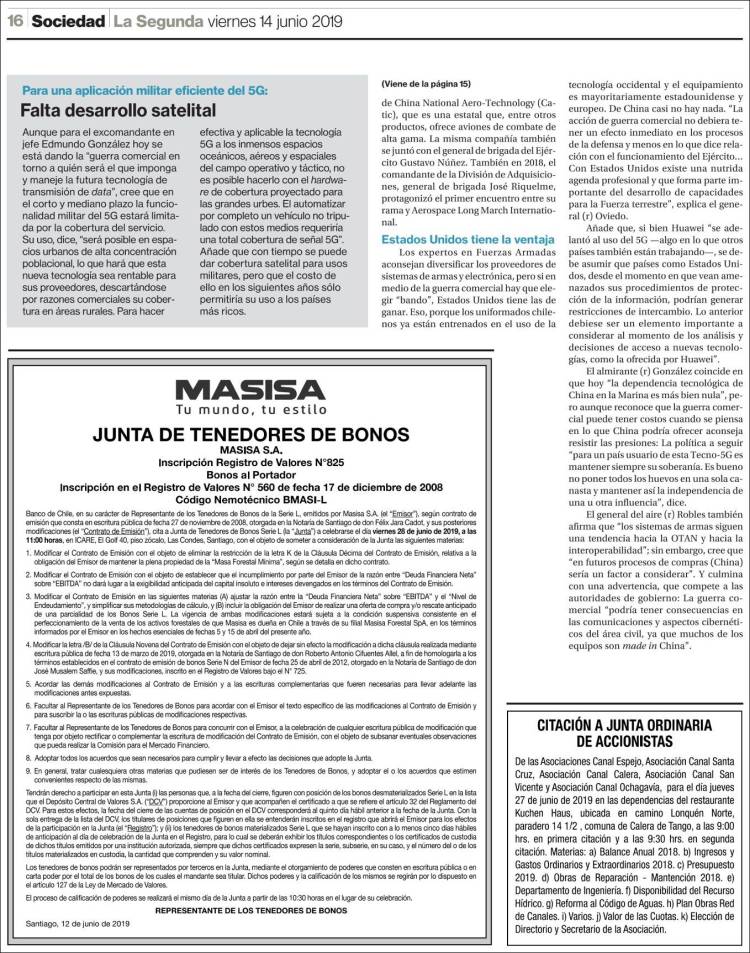 Portada de La Segunda (Chile)