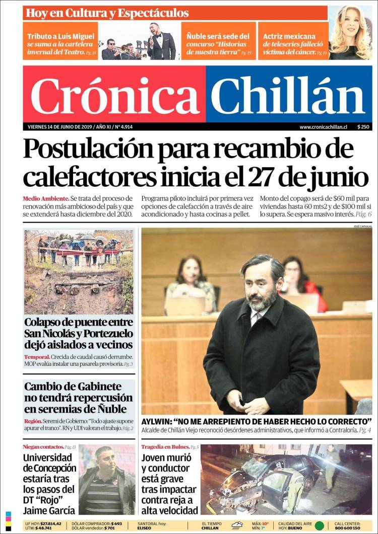 Portada de Crónica Chillán (Chile)