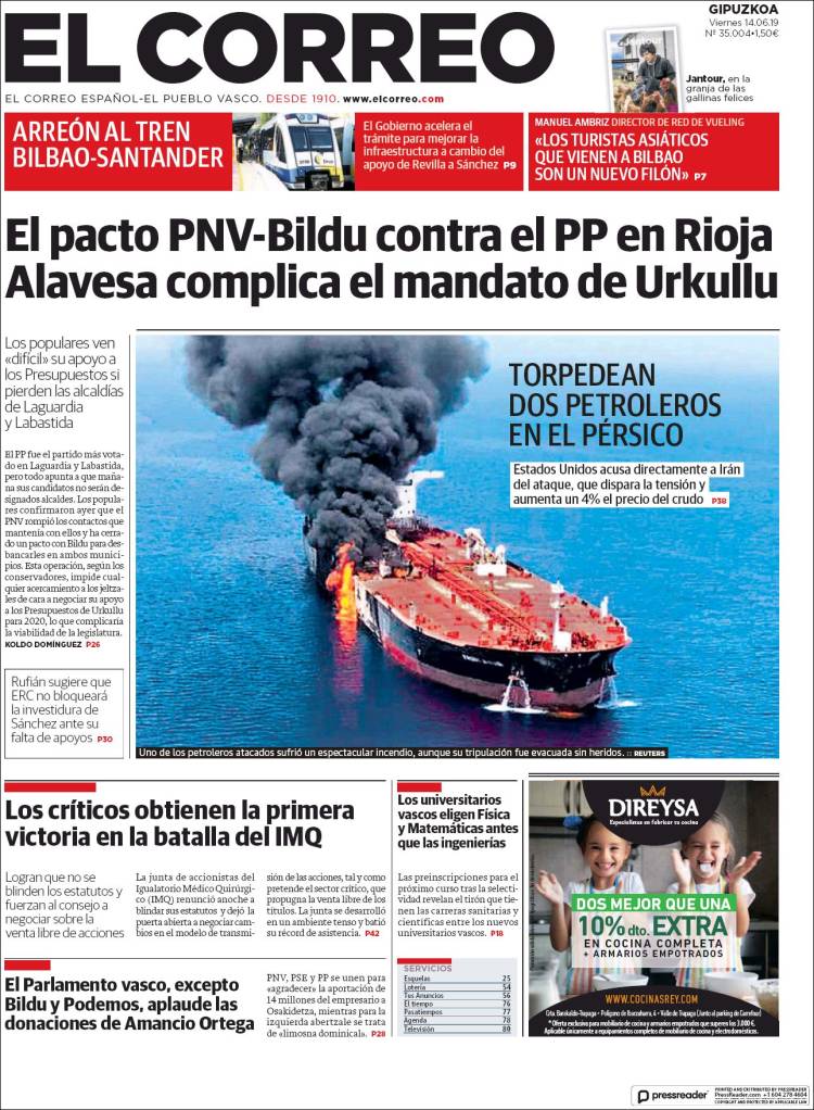 Portada de El Correo - Guipuzcoa (Spain)