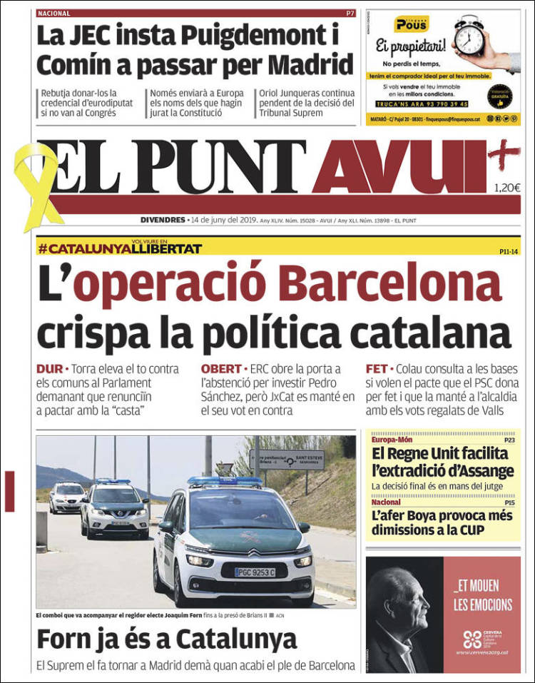 Portada de El Punt Avui (Spain)