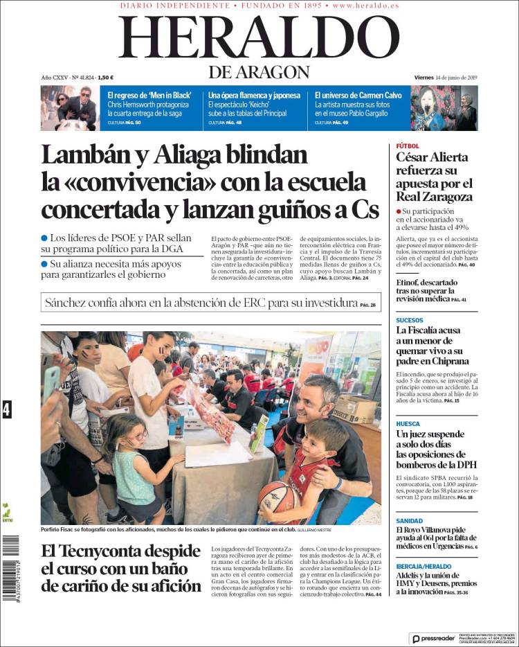 Portada de Heraldo de Aragón (Spain)