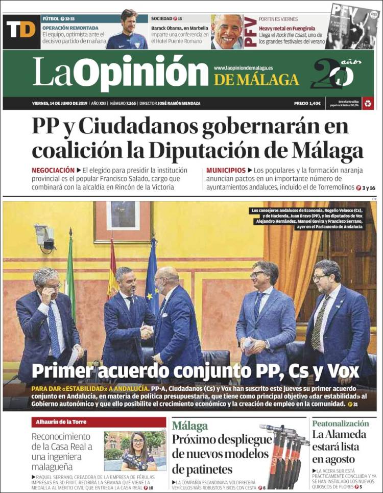 Portada de La Opinión de Málaga (Spain)