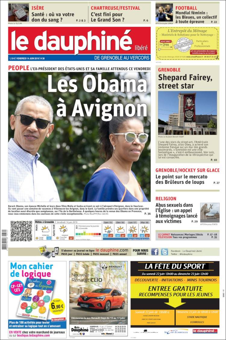 Portada de Le Dauphiné Libéré (France)