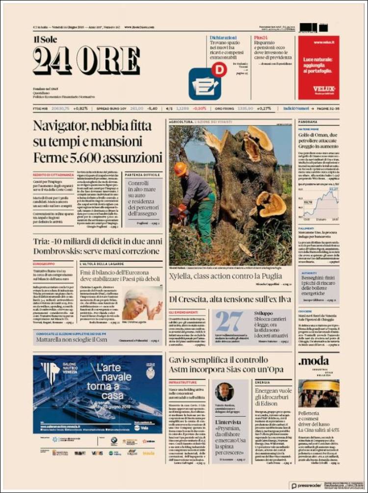 Portada de Il Sole 24 ORE (Italia)
