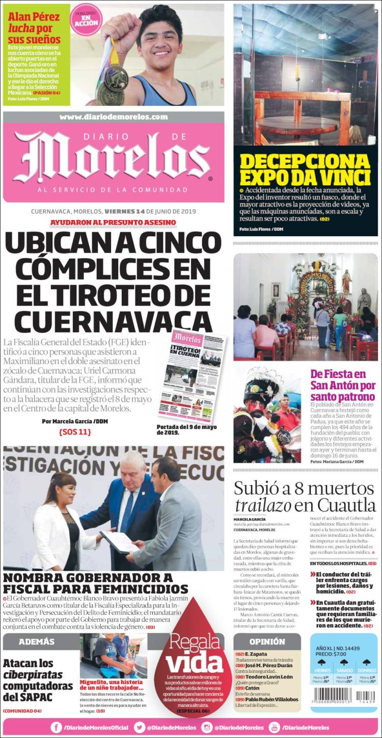 Portada de Diario de Morelos (México)