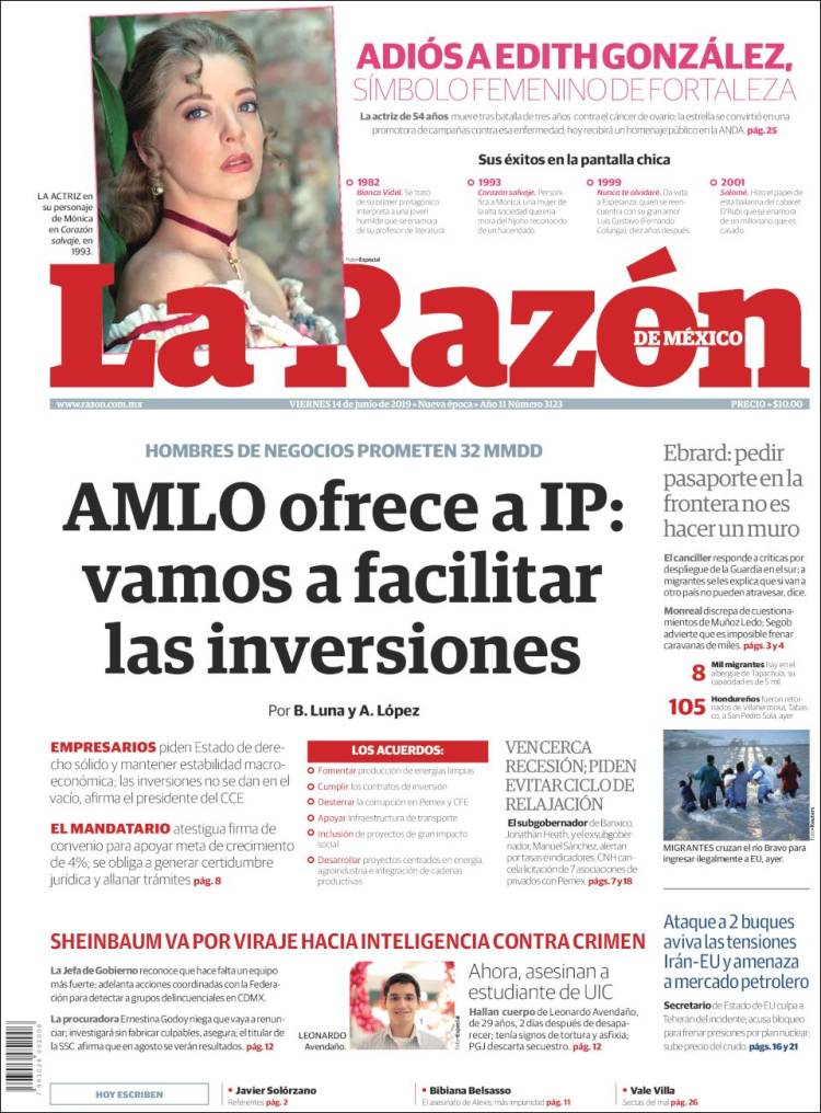 Portada de La Razón (México)