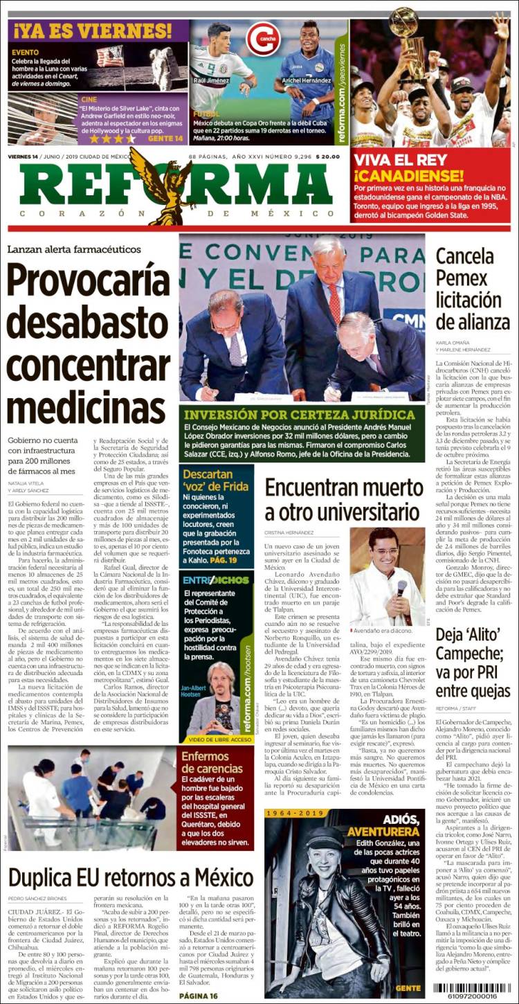 Portada de Reforma (México)