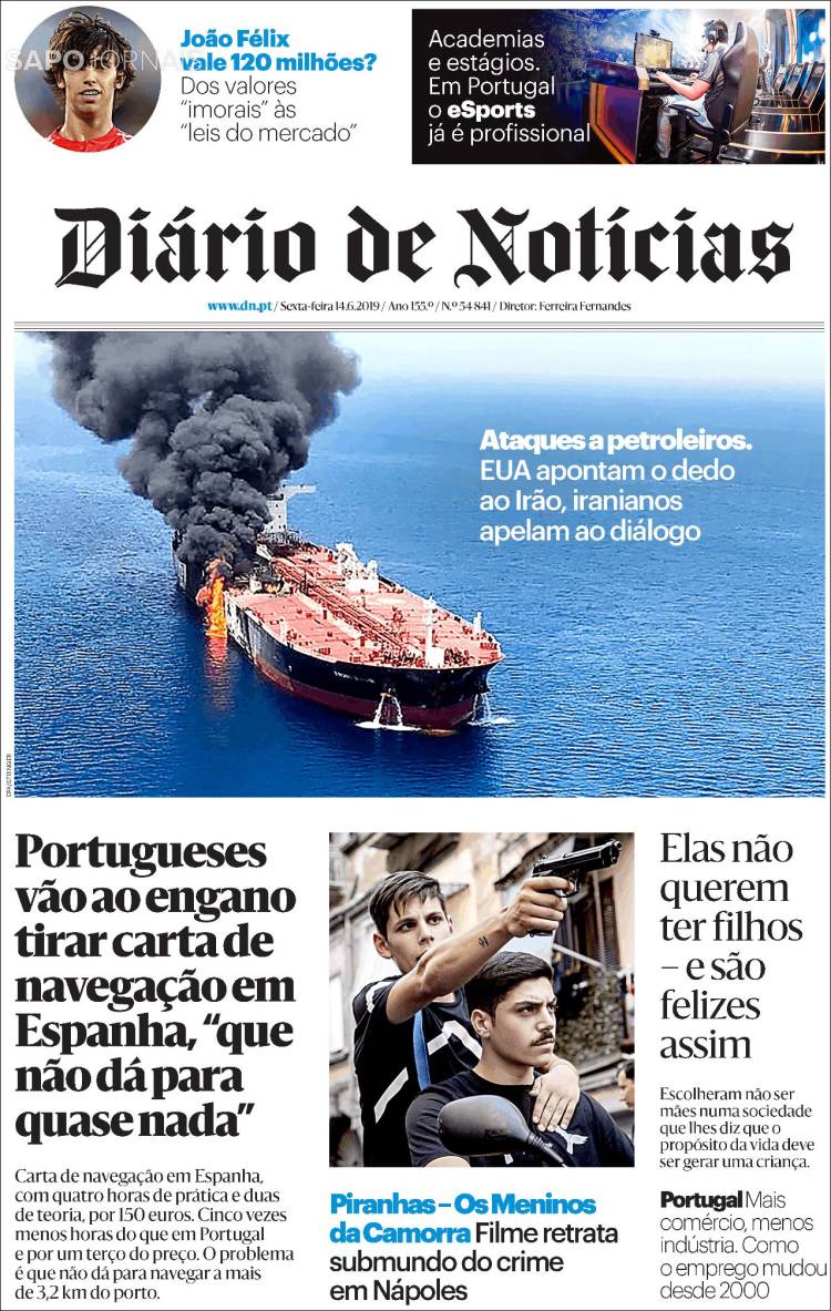Portada de Diário de Noticias (Portugal)