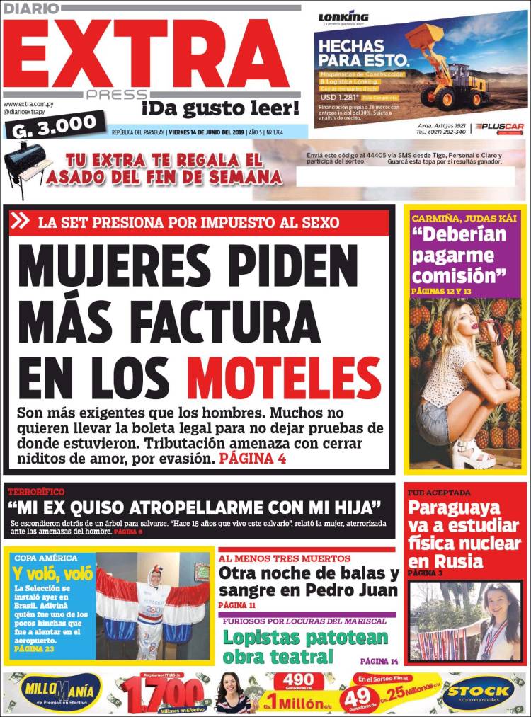 Portada de Diario Extra (Paraguay)