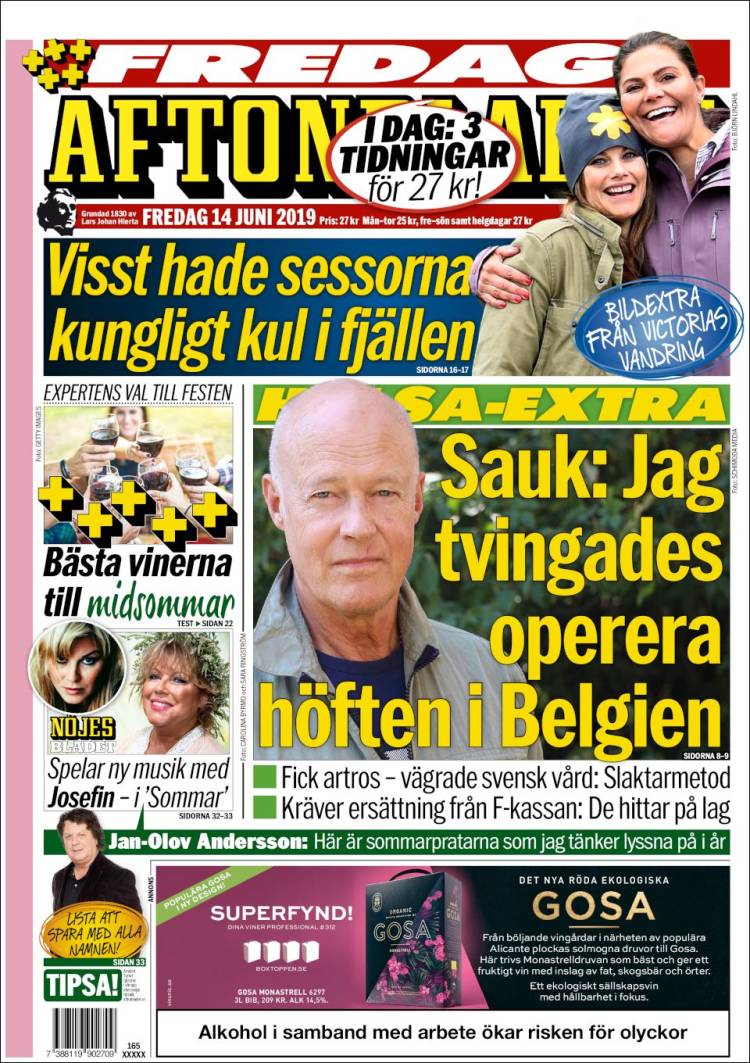 Portada de Aftonbladet (Suecia)