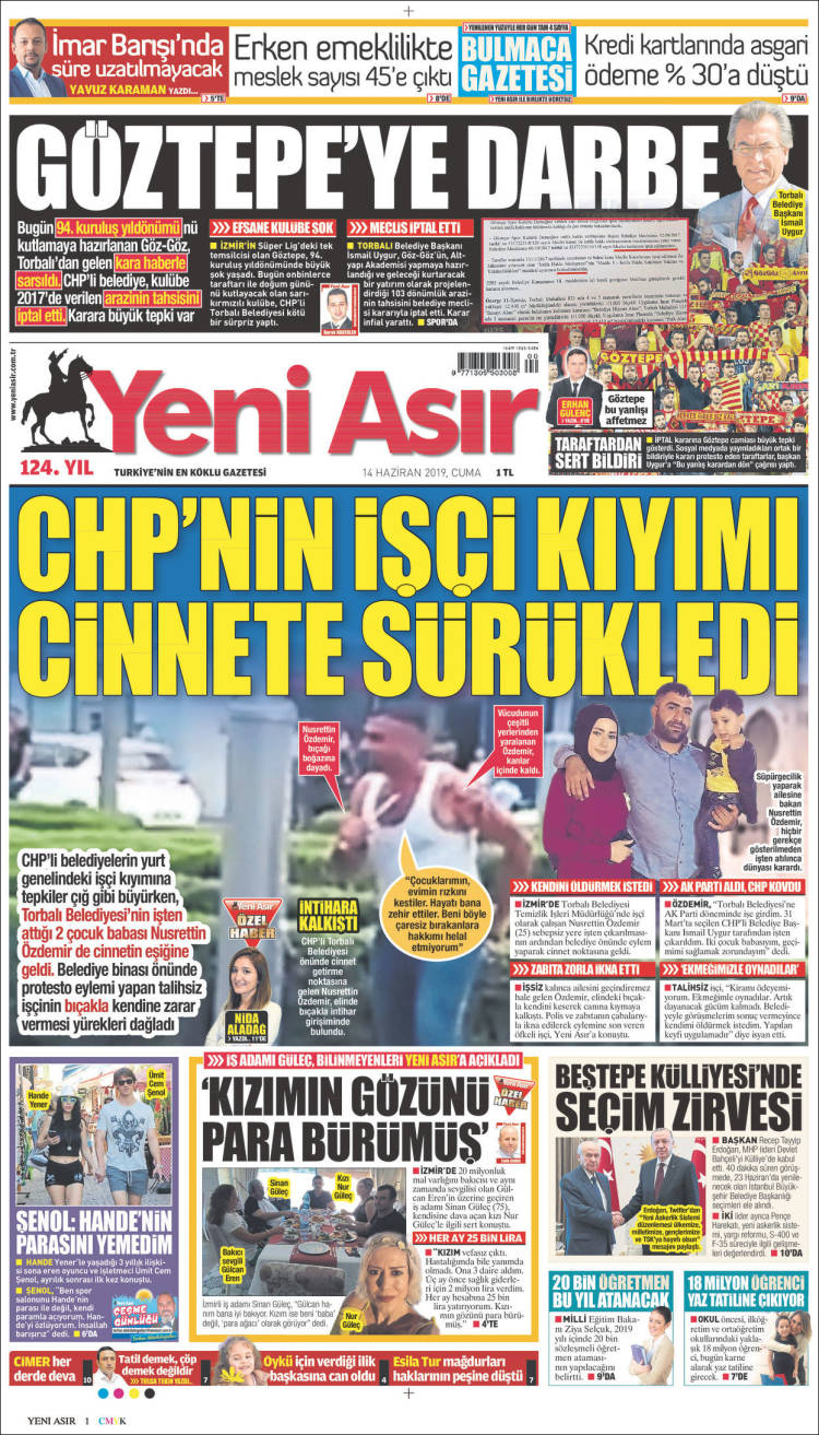 Portada de Yeni Asır (Turqu&iacute;a)