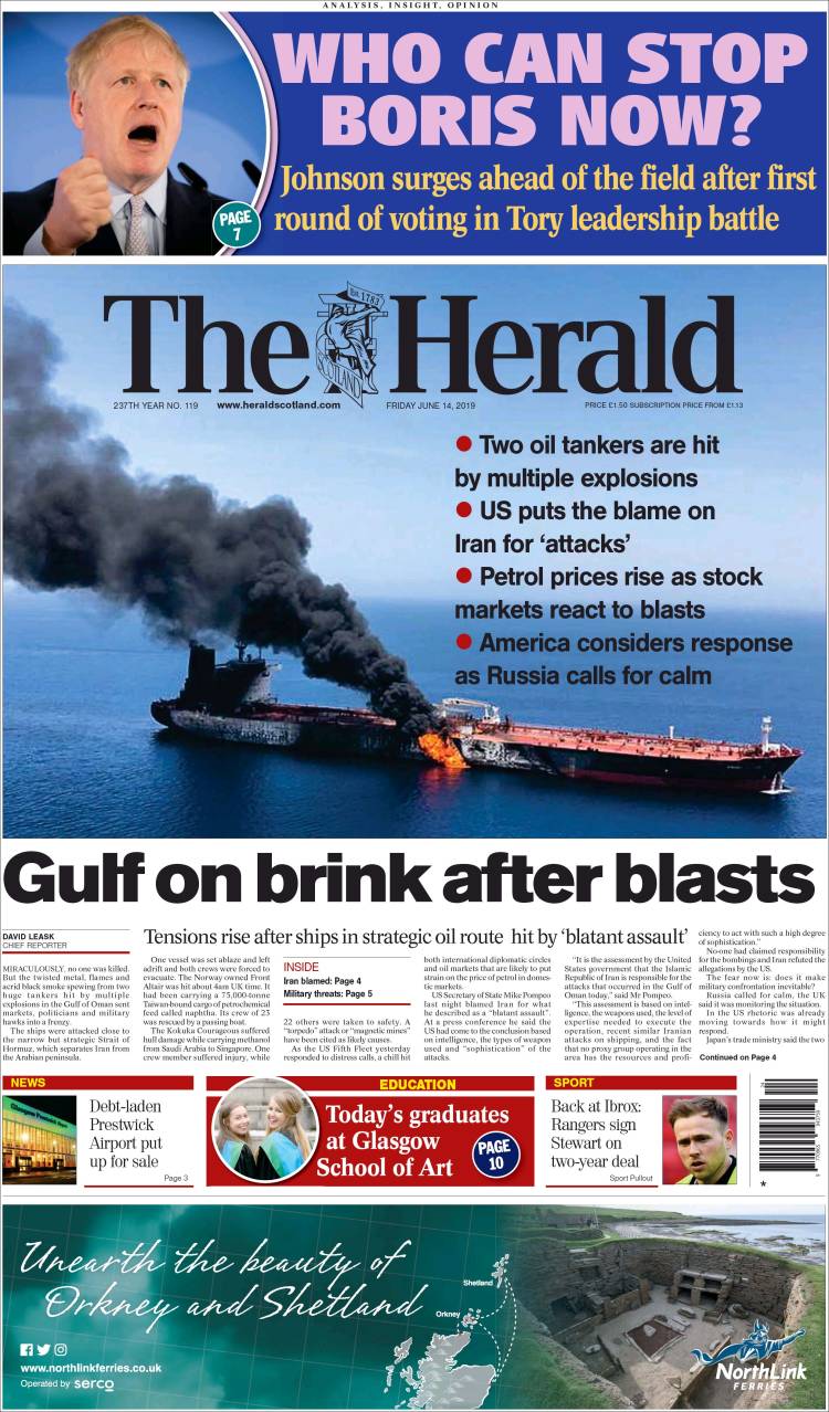 Portada de The Herald (Reino Unido)