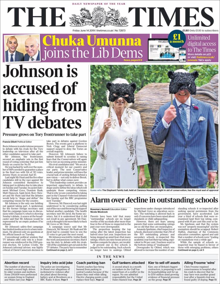 Portada de The Times (Reino Unido)