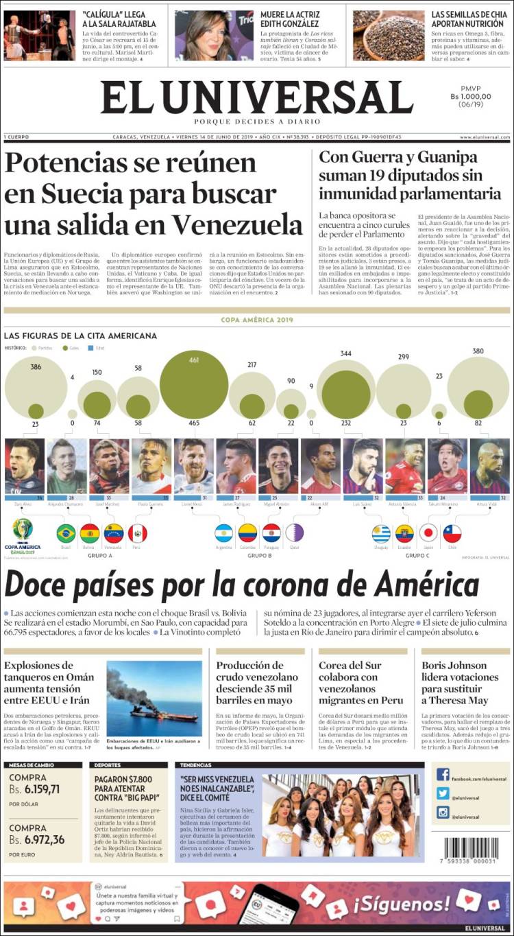 Portada de Universal (Venezuela)