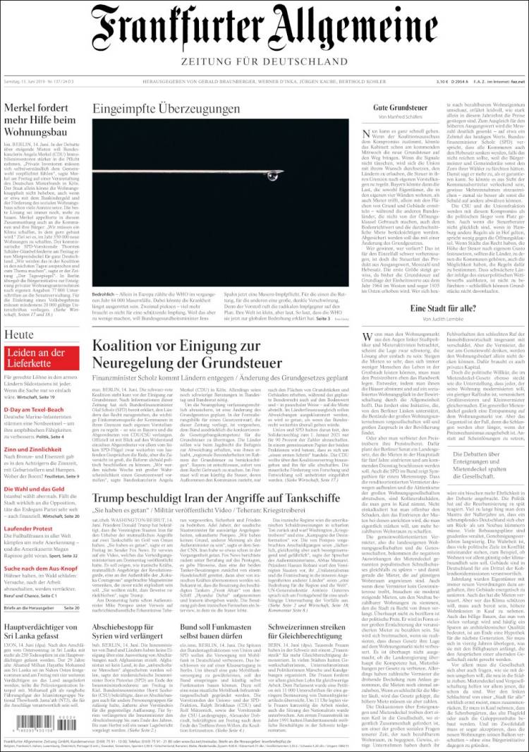 Portada de Frankfurter Allgemeine (Allemagne)