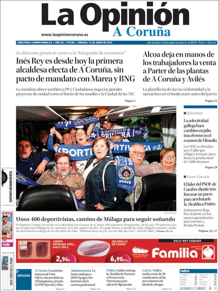 Portada de La Opinión de A Coruña (España)