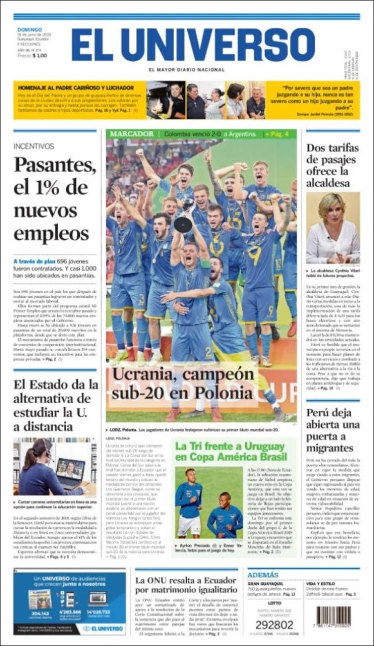 Portada de El Universo - Ecuador (&Eacute;quateur)