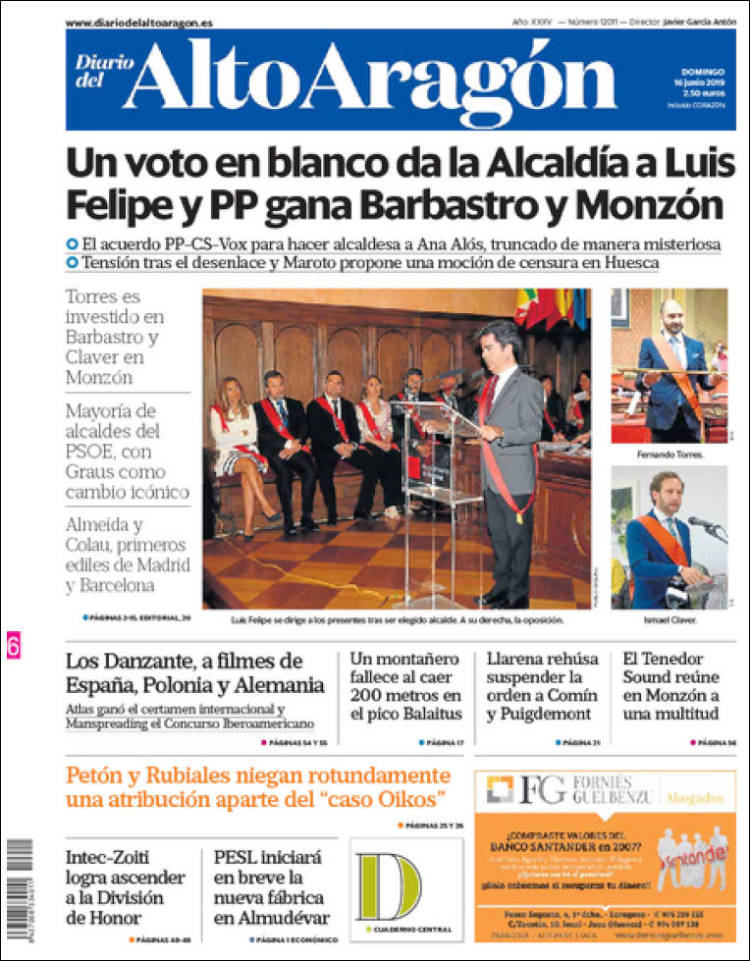 Portada de Diario del AltoAragón (España)