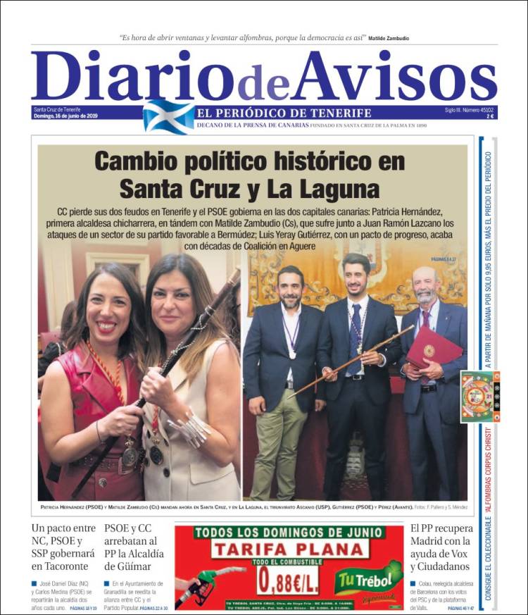 Portada de Diarios de Avisos (España)