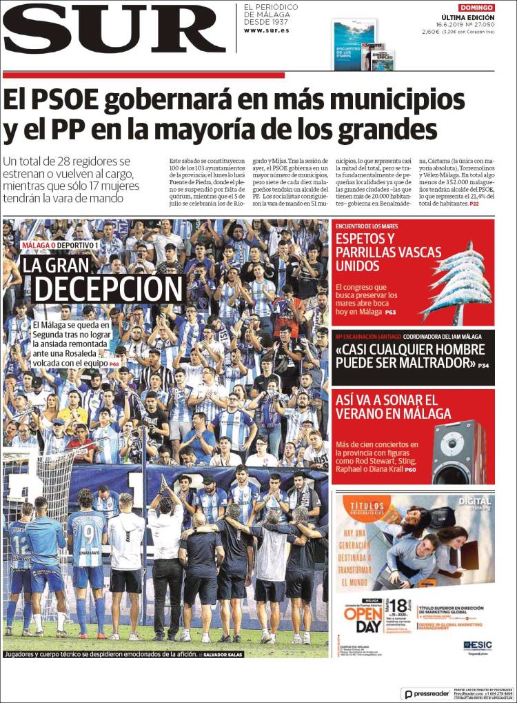 Portada de Diario el Sur (España)