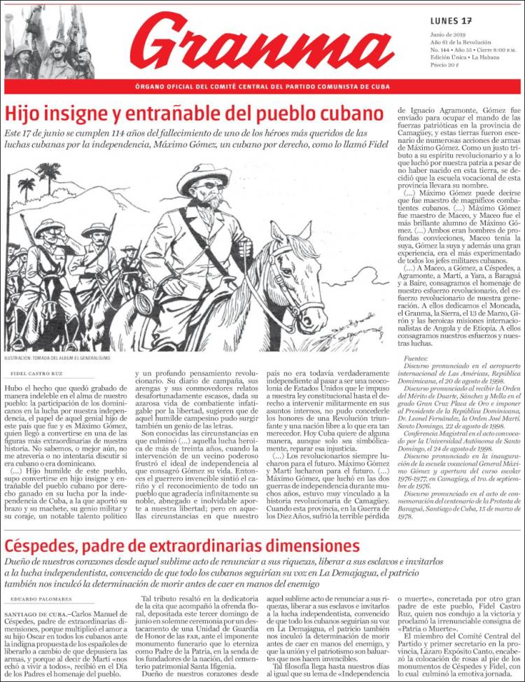 Portada de Granma (Cuba)