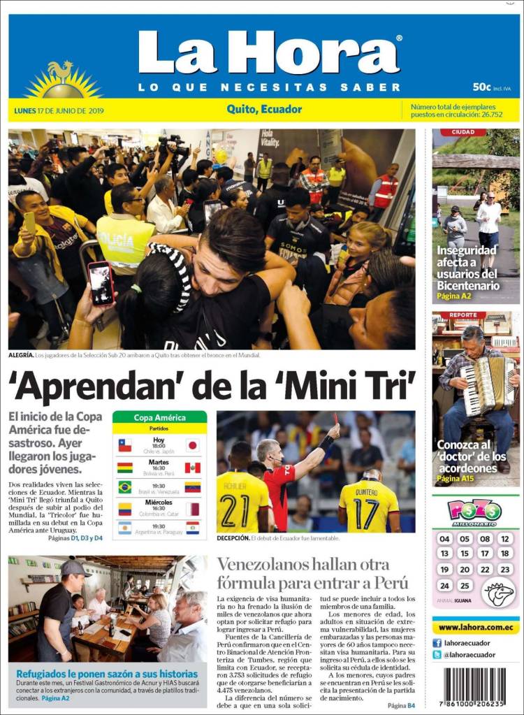 Portada de La Hora - Ecuador (&Eacute;quateur)