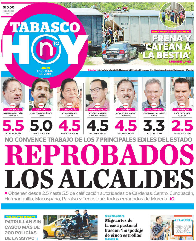 Portada de Tabasco Hoy (Mexique)