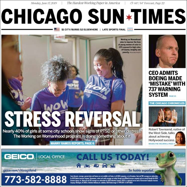 Portada de Chicago Sun-Times (États-Unis)