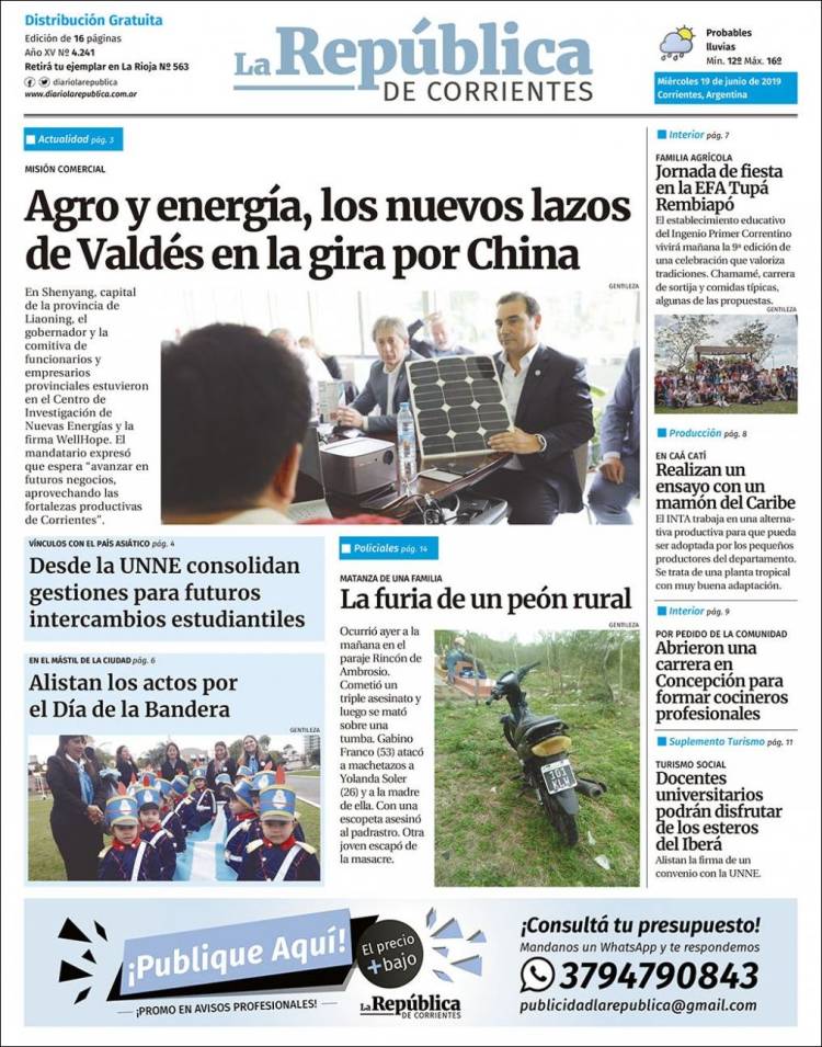 Portada de La República de Corrientes (Argentina)