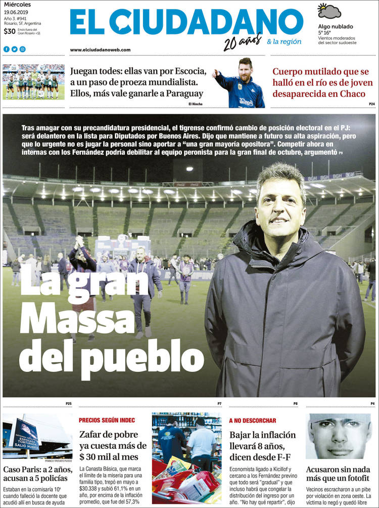 Portada de Diario El Ciudadano (Argentina)