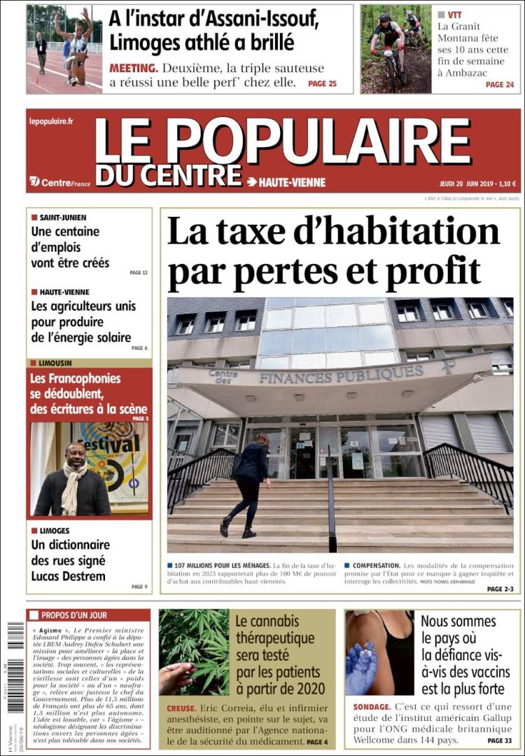 Portada de Le Populaire du Centre (Francia)