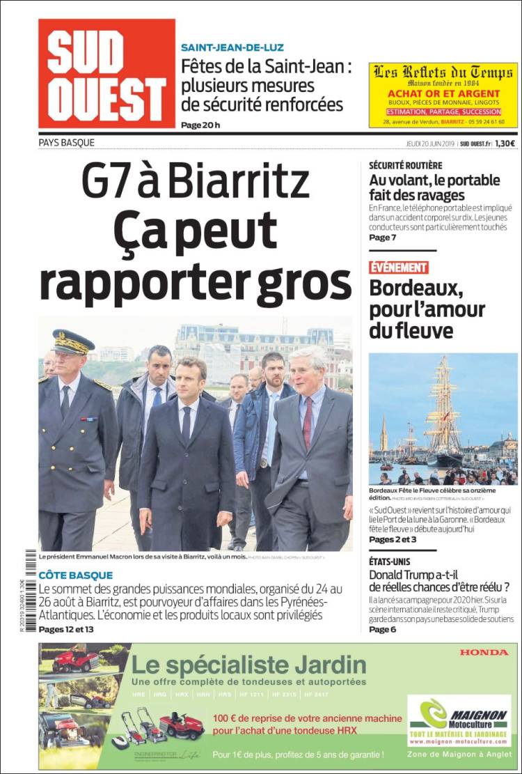 Portada de Sud Ouest (France)