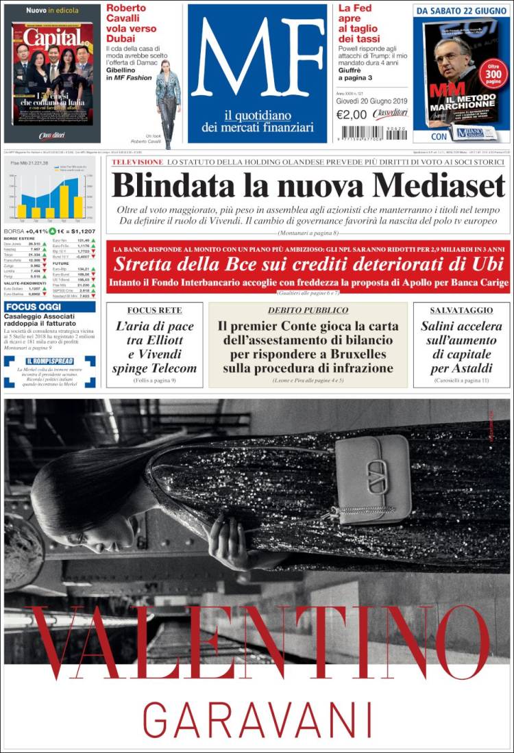 Portada de Milano Finanza (Italie)